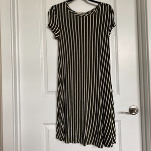 Pinc Green White Striped Midi Dress